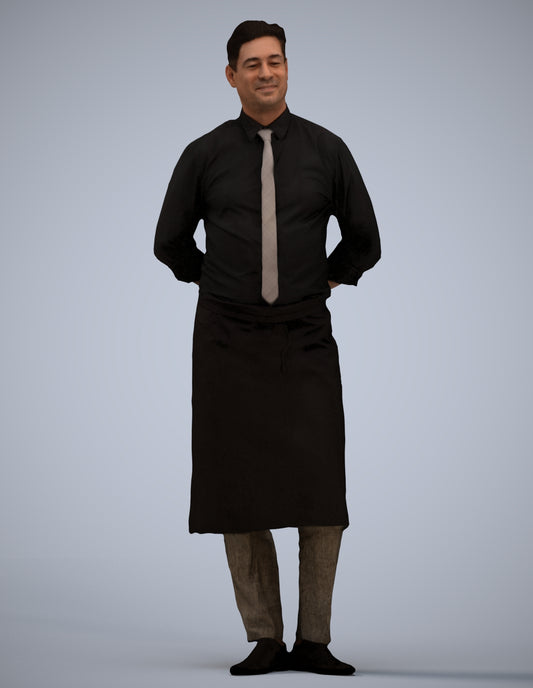 scanned 3D man hospitality, photogrammetry people for Enscape and V-Ray
