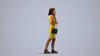 realistic 3D human woman business walking, archviz people FBX OBJ for Blender, side view render