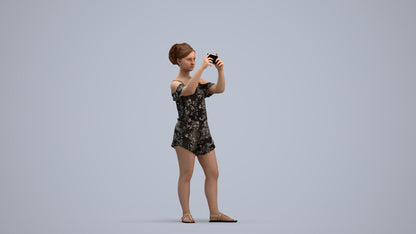 realistic 3D people girl casual kids, render-ready for V-Ray and Corona, FBX OBJ, standing pose render