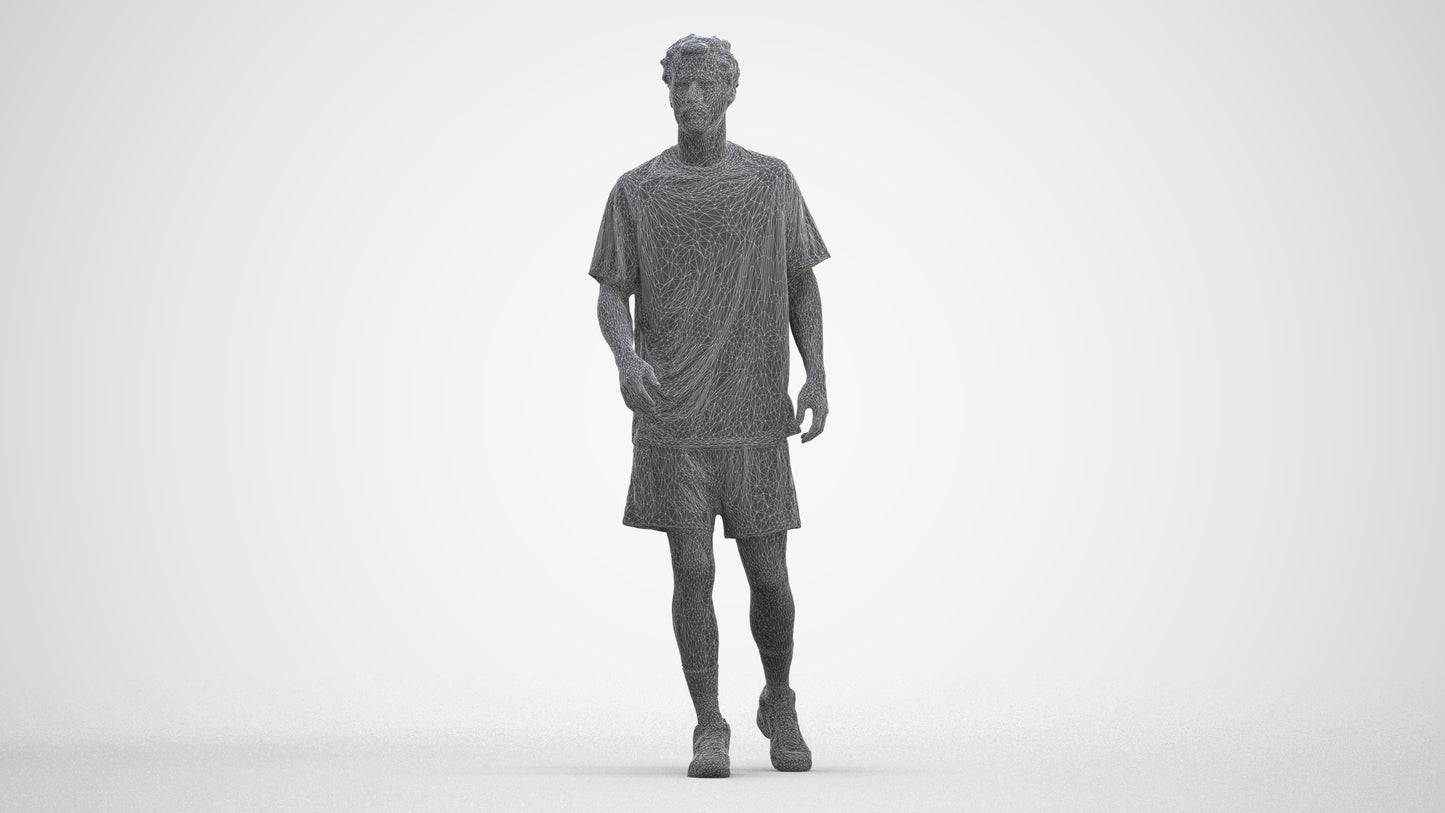 3D scanned man sport, photorealistic archviz people for Enscape and SketchUp, three-quarter front view render