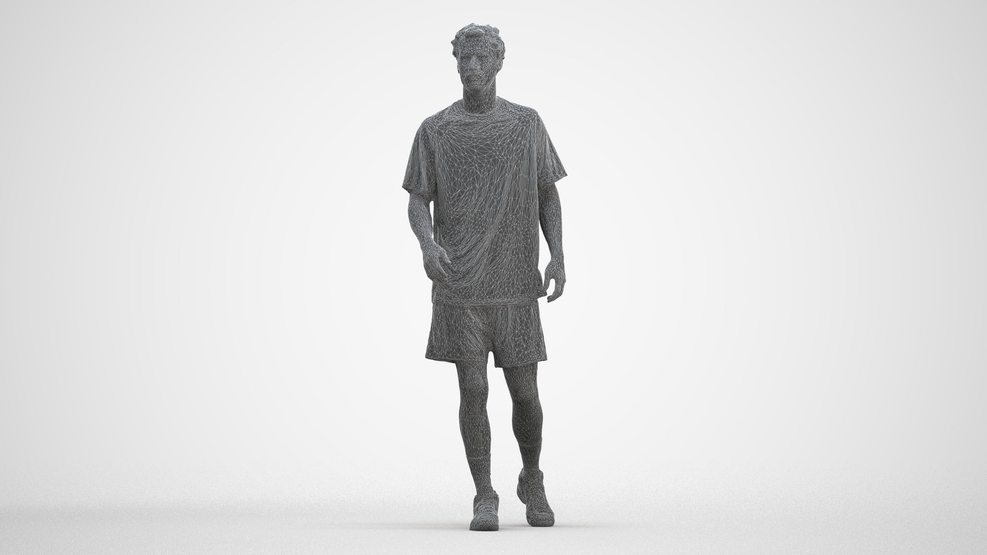 3D scanned man sport, photorealistic archviz people for Enscape and SketchUp, three-quarter front view render