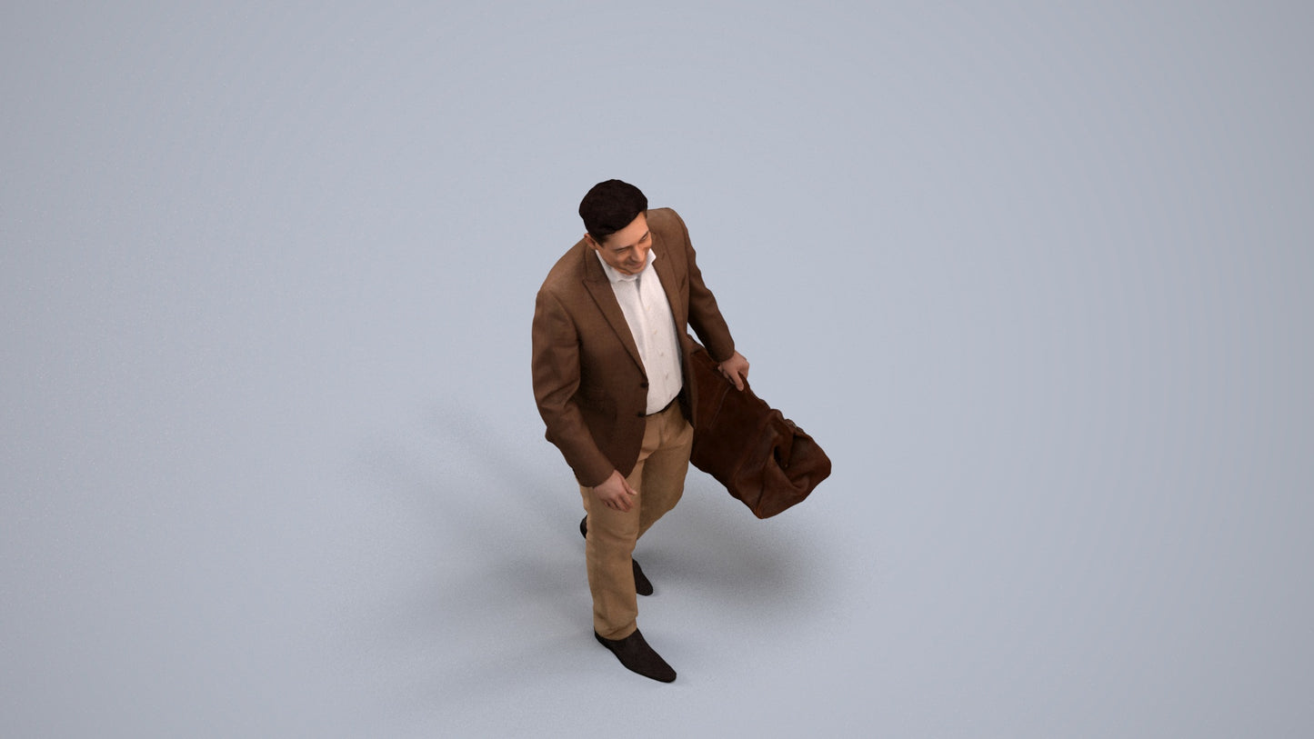 realistic 3D people man business walking, render-ready for V-Ray and Corona, FBX OBJ, back view render