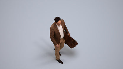 realistic 3D people man business walking, render-ready for V-Ray and Corona, FBX OBJ, back view render