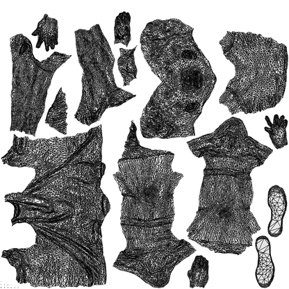 realistic 3D people girl casual kids, render-ready for V-Ray and Corona, FBX OBJ, wireframe top-down view