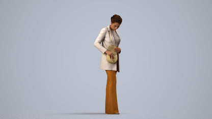 scanned 3D woman business standing, photogrammetry people for Enscape and V-Ray, side view render