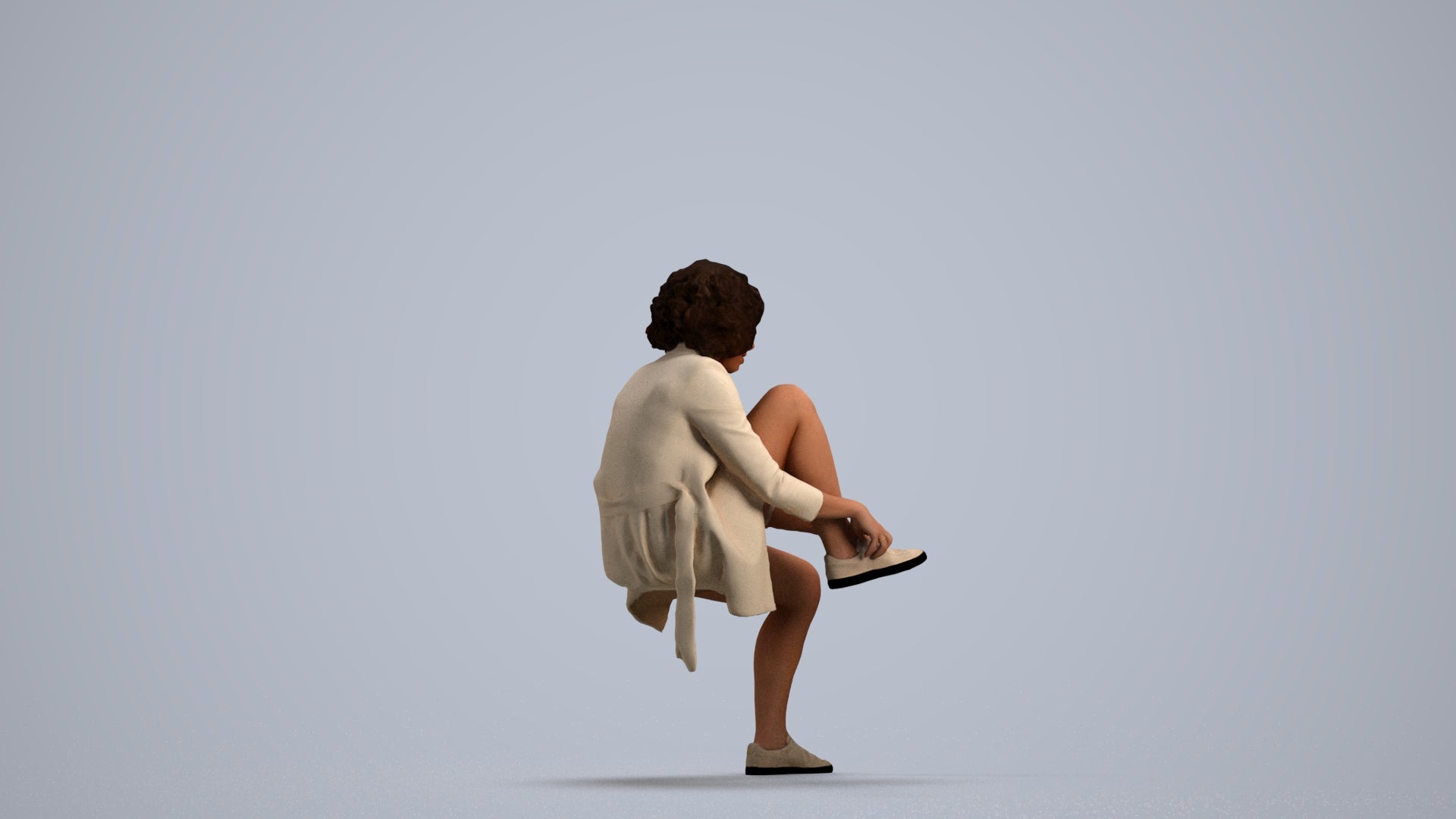 realistic 3D human woman business sitting, archviz people FBX OBJ for Blender, front view render