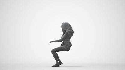 scanned 3D woman casual sitting, photogrammetry people for Enscape and V-Ray, square thumbnail