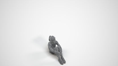 realistic 3D girl casual kids, scanned archviz people for Blender and 3ds Max, wireframe three-quarter view