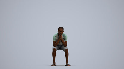 3D human model boy casual kids, photogrammetry scanned person for archviz, standing pose render