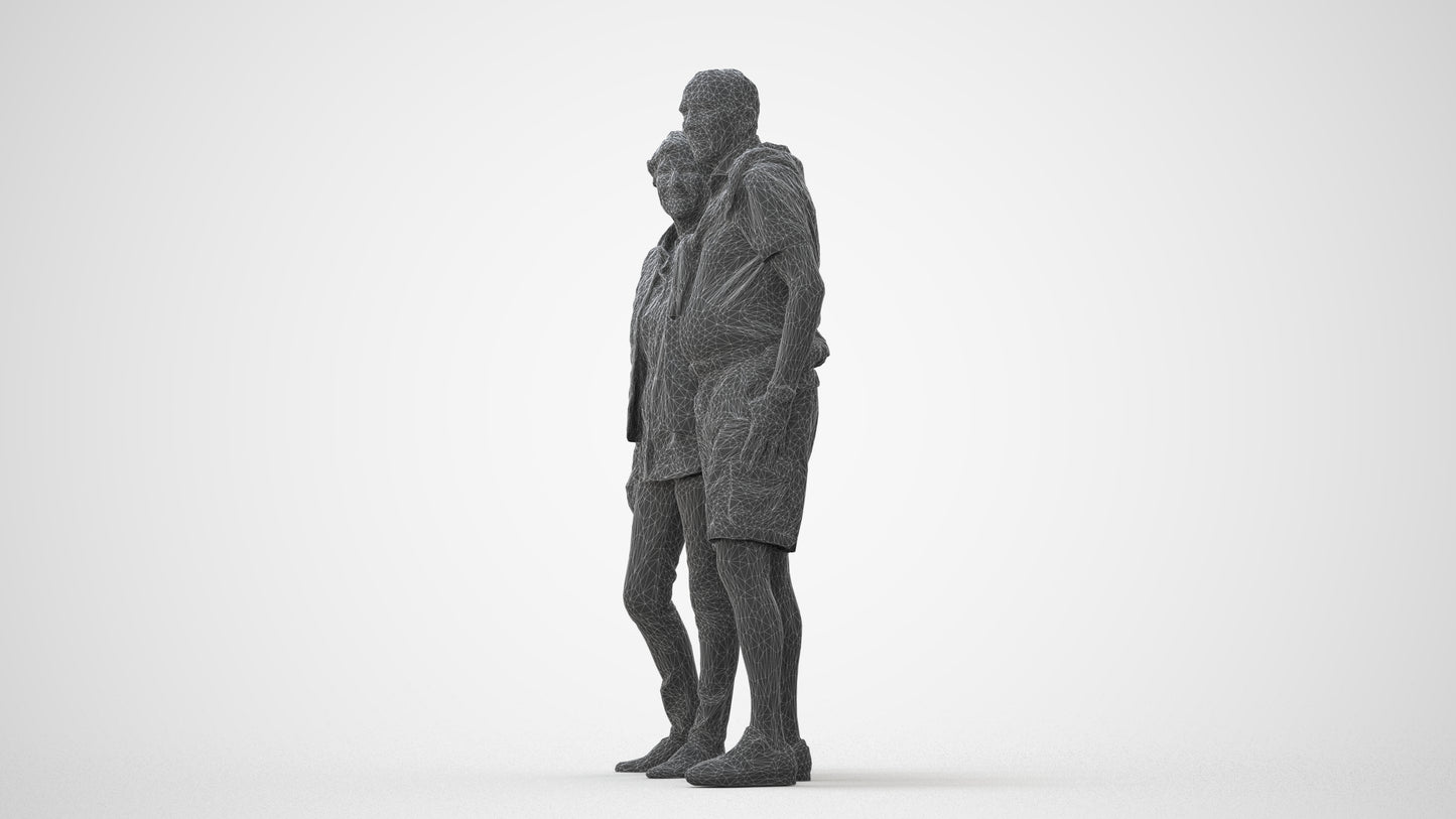 3D scanned senior woman couple casual, photorealistic archviz people for Enscape and SketchUp, square thumbnail