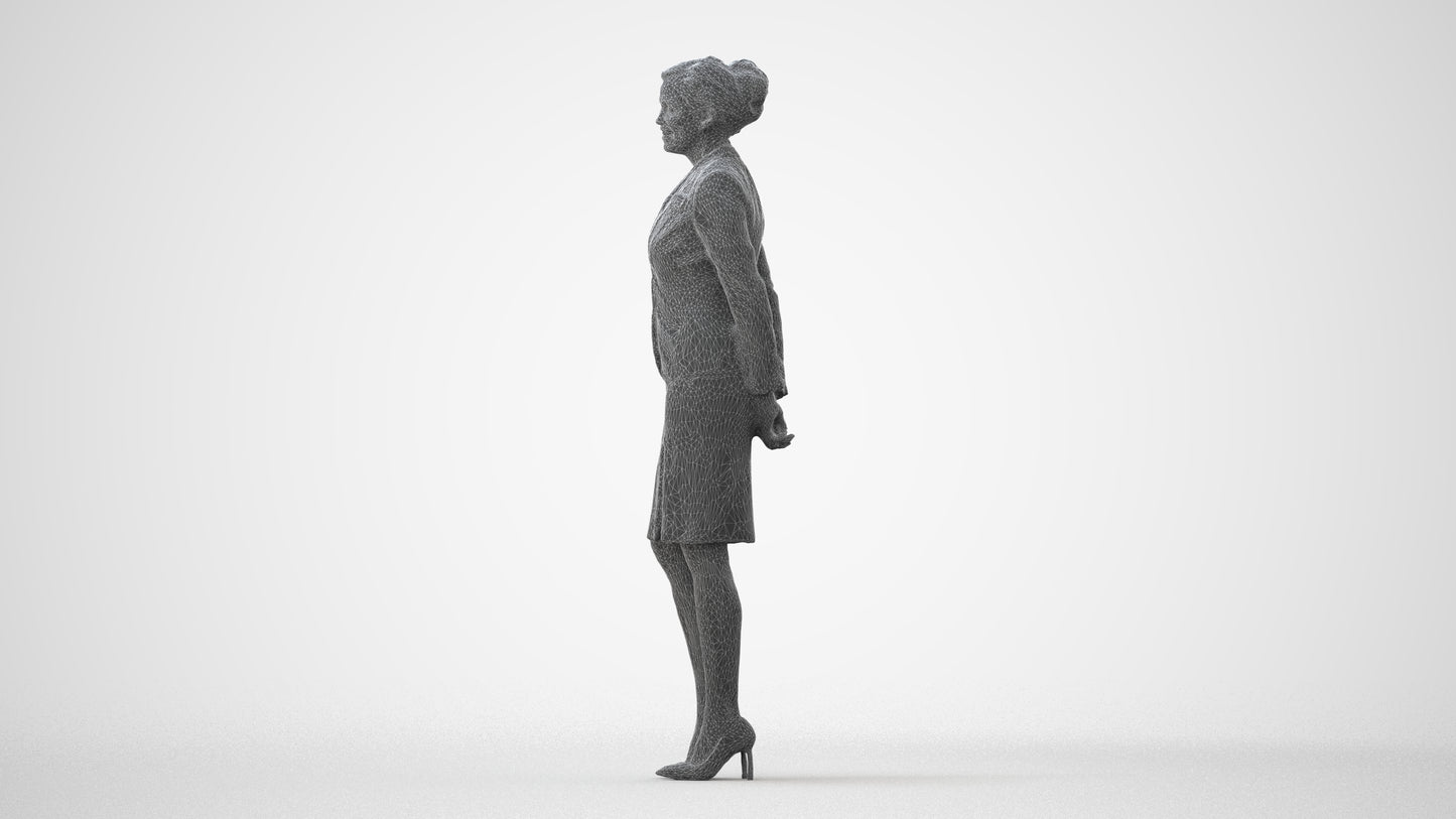 realistic 3D woman hospitality, scanned archviz people for Blender and 3ds Max, square thumbnail