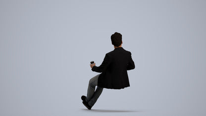 3D human model man casual business, photogrammetry scanned person for archviz, front view render