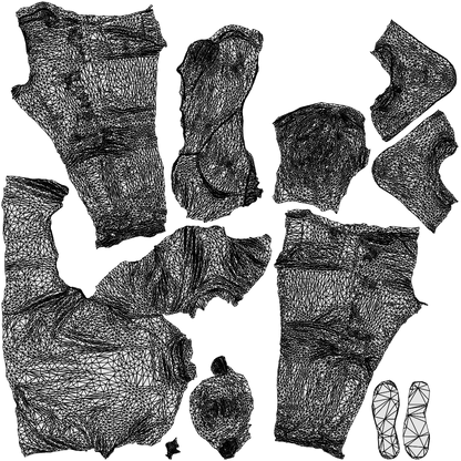 3D people model man casual standing, scanned human for 3ds Max rendering, wireframe top-down view