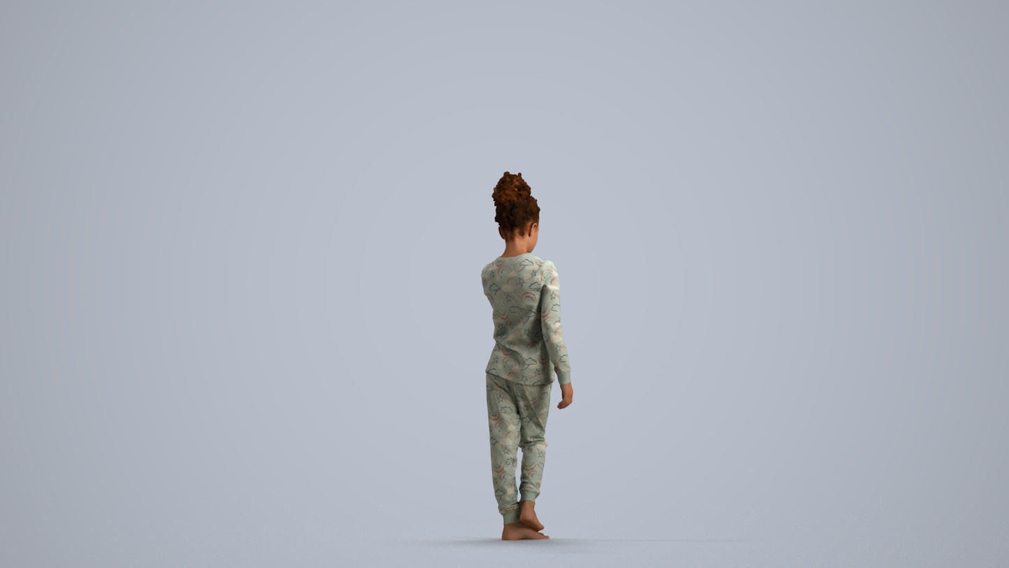 scanned 3D girl kids, photogrammetry people for Enscape and V-Ray, front view render