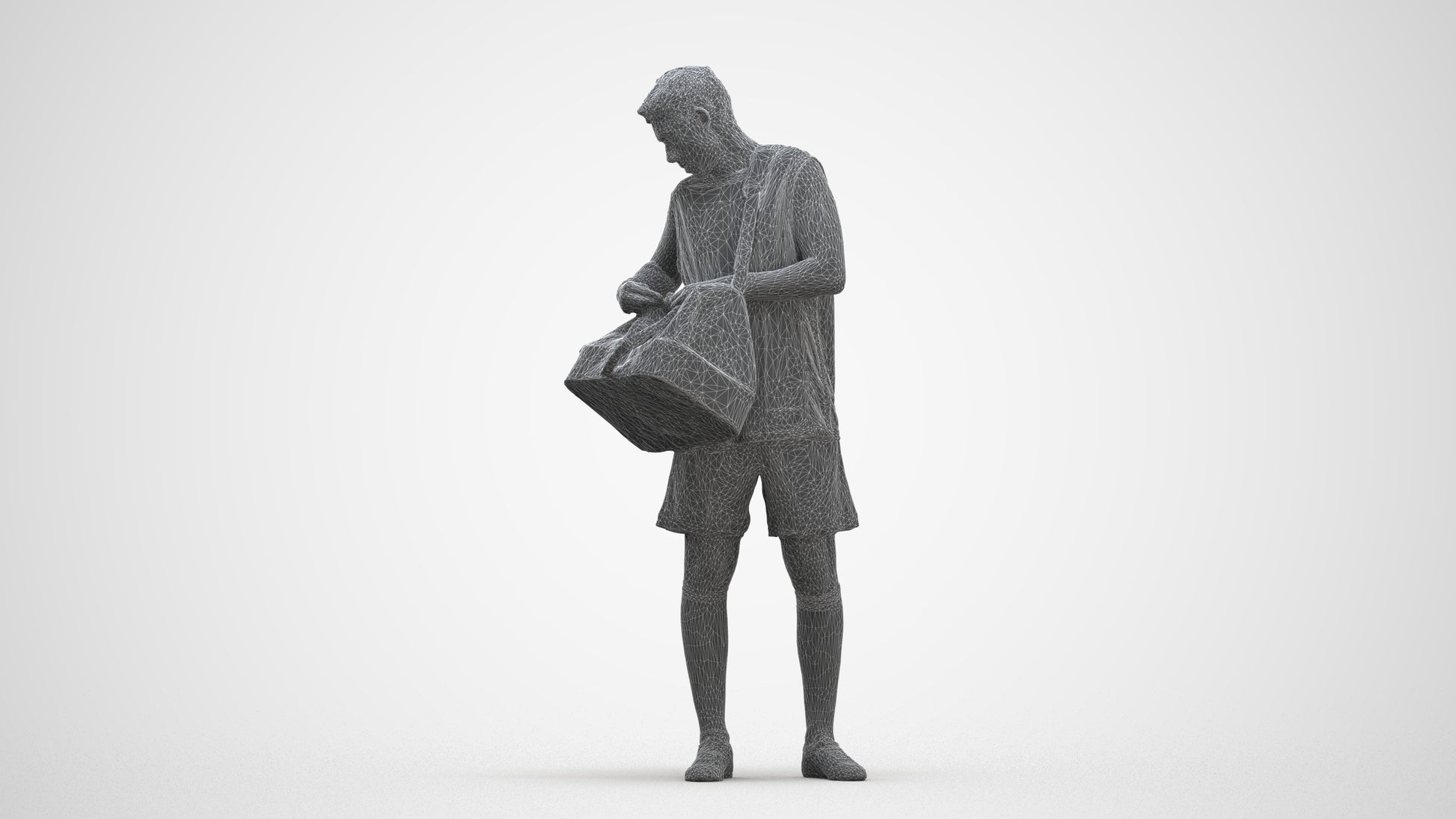3D scanned man sport, photorealistic archviz people for Enscape and SketchUp, three-quarter front view render