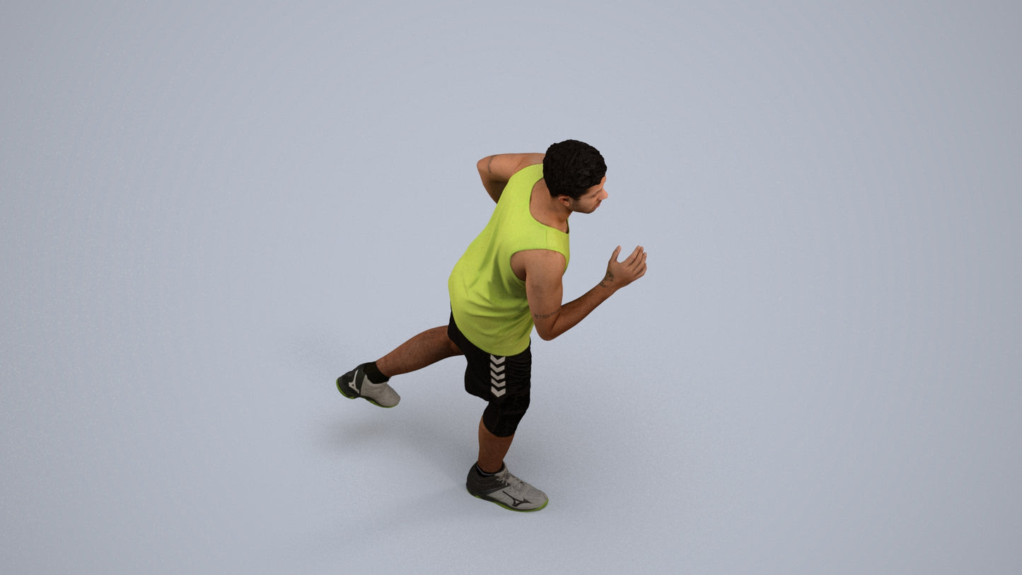3D people model man sport, scanned human for 3ds Max rendering, back view render