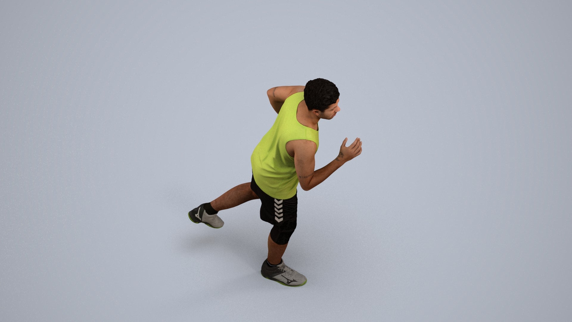 3D people model man sport, scanned human for 3ds Max rendering, back view render