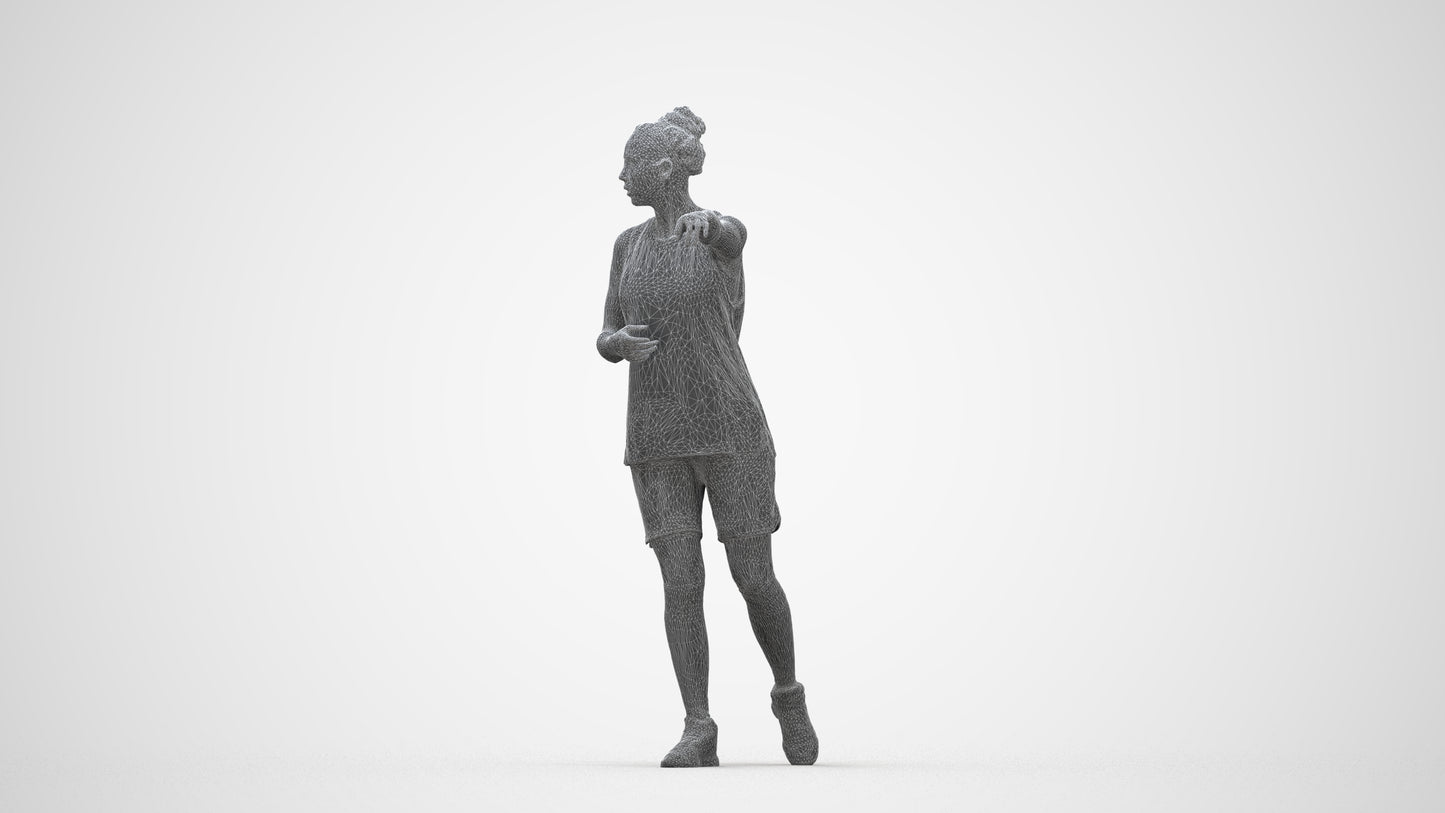 3D people model woman sport, scanned human for 3ds Max rendering, wireframe back view
