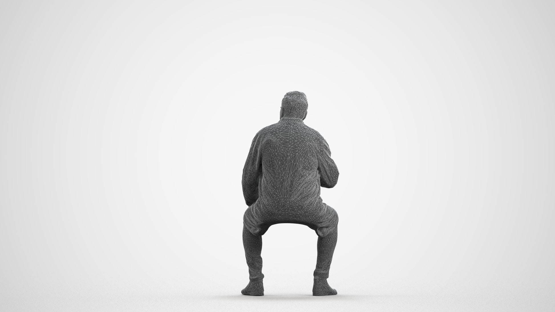 3D human model man medical, photogrammetry scanned person for archviz, wireframe front view