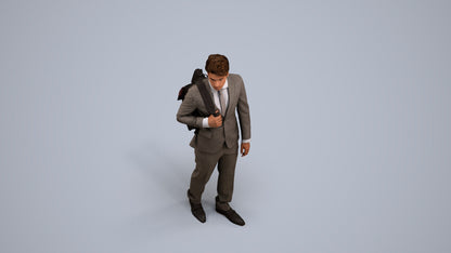 3D scanned man walking business, photorealistic archviz people for Enscape and SketchUp, back view render