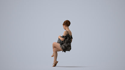realistic 3D girl casual kids, scanned archviz people for Blender and 3ds Max, three-quarter view render