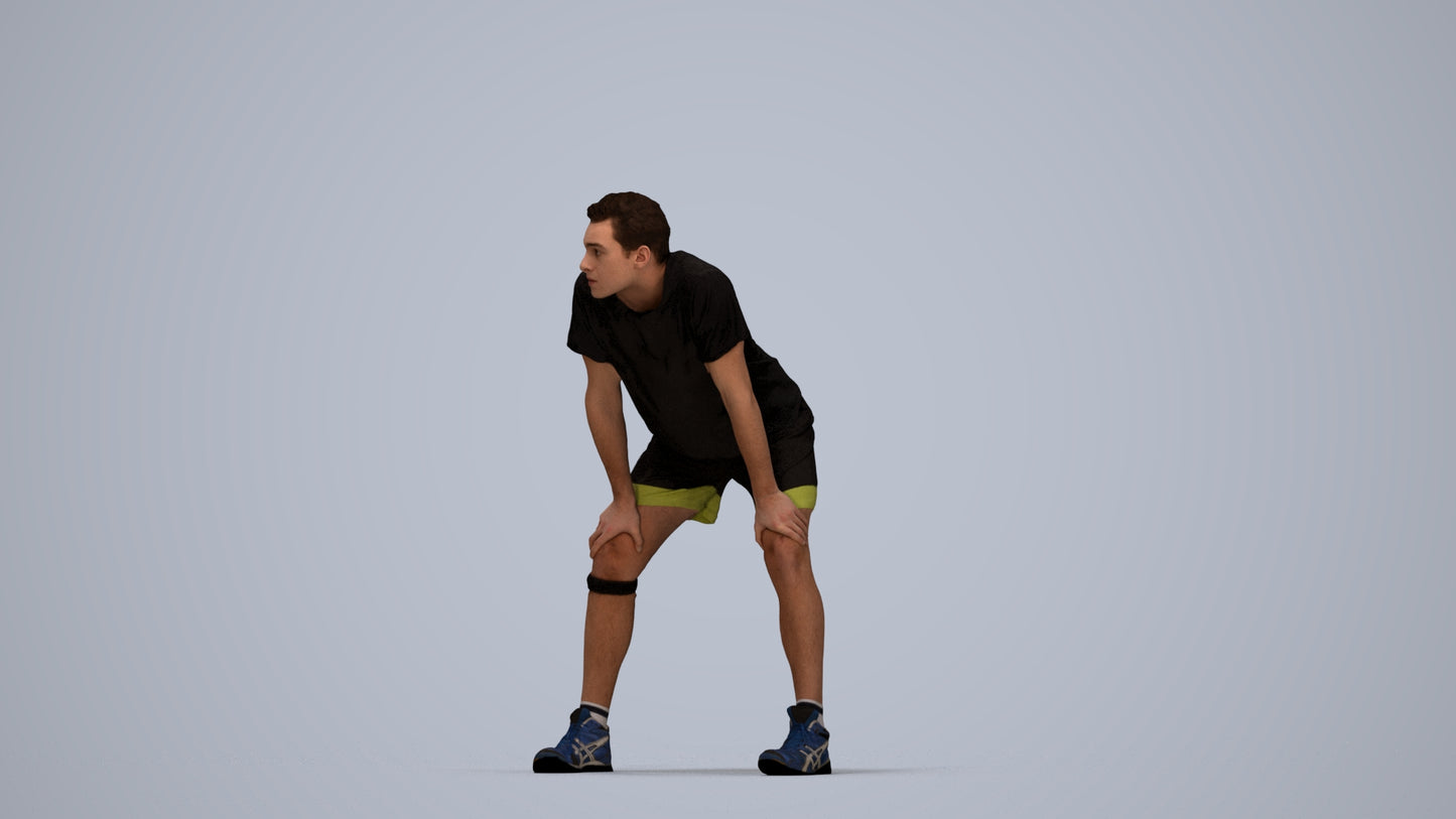 realistic 3D man sport, scanned archviz people for Blender and 3ds Max, top-down view render