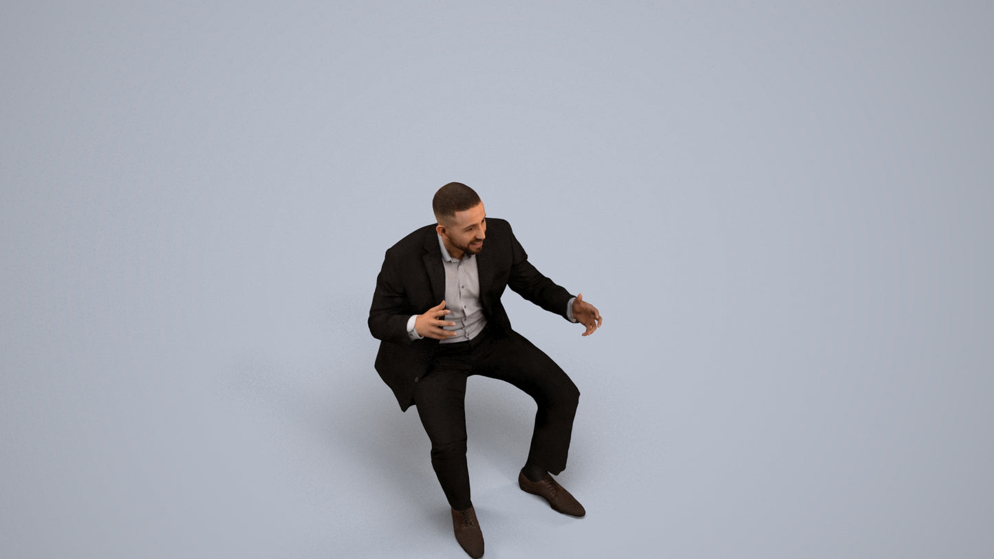 3D scanned man business, photorealistic archviz people for Enscape and SketchUp, back view render