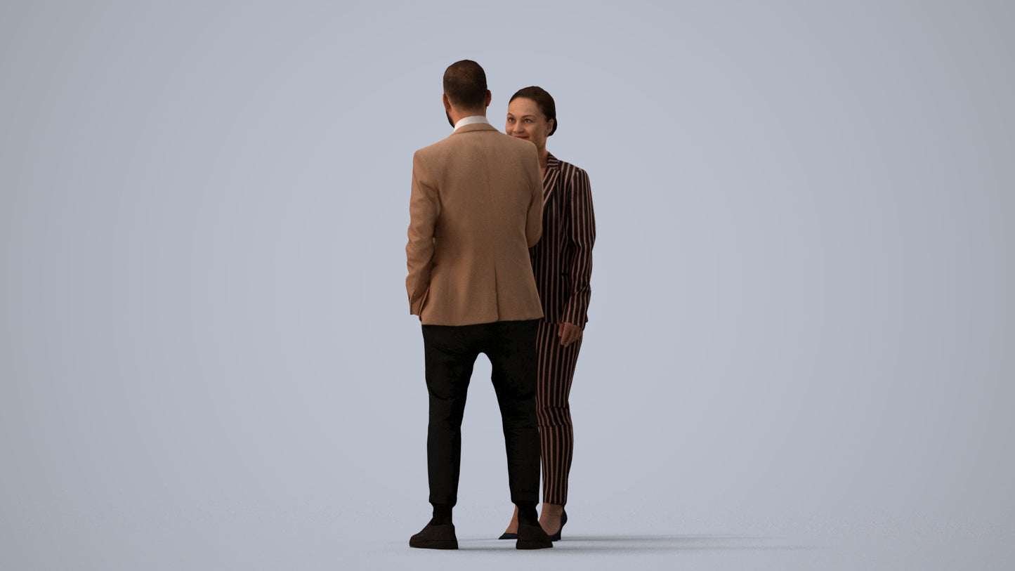 realistic 3D woman business, scanned archviz people for Blender and 3ds Max, three-quarter view render
