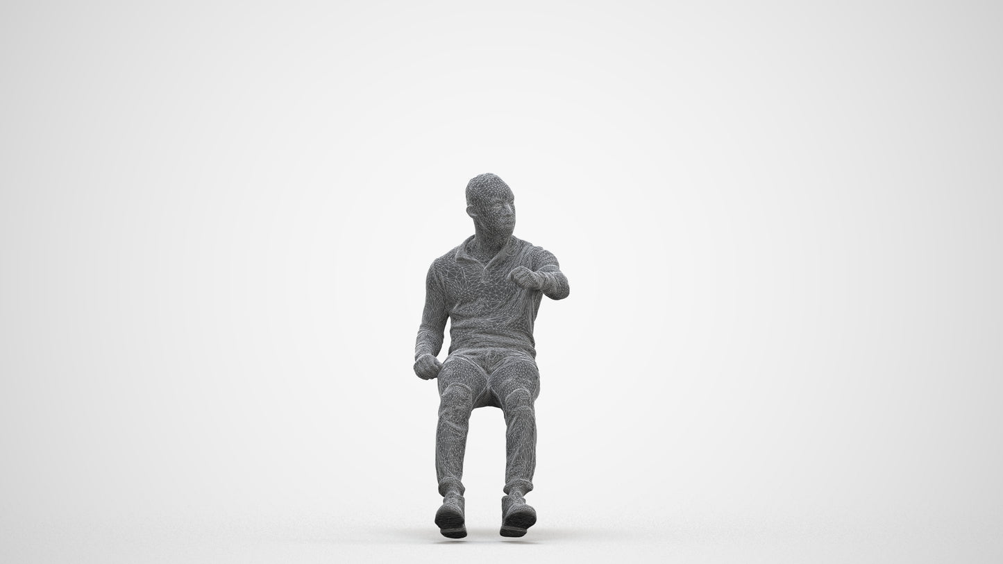 photogrammetry 3D man casual driving, realistic human model archviz FBX, three-quarter front view render