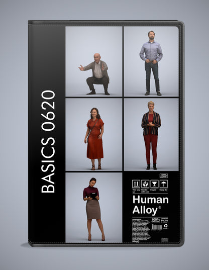 realistic 3D humans standing pack, 5 archviz people FBX OBJ for Blender