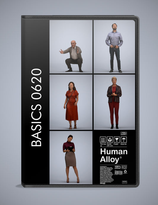 realistic 3D humans standing pack, 5 archviz people FBX OBJ for Blender