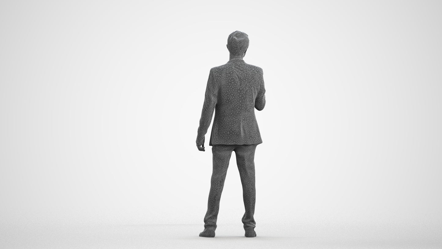 scanned 3D man formal formalaffairs, photogrammetry people for Enscape and V-Ray, wireframe front view