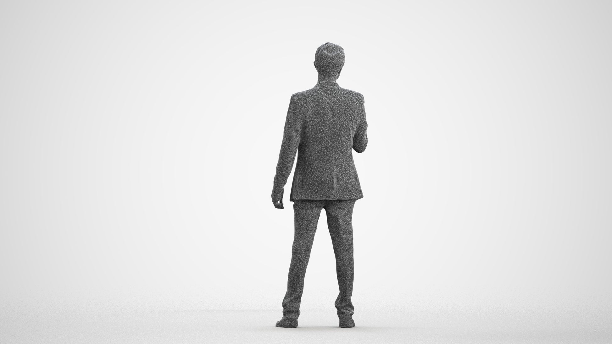 scanned 3D man formal formalaffairs, photogrammetry people for Enscape and V-Ray, wireframe front view