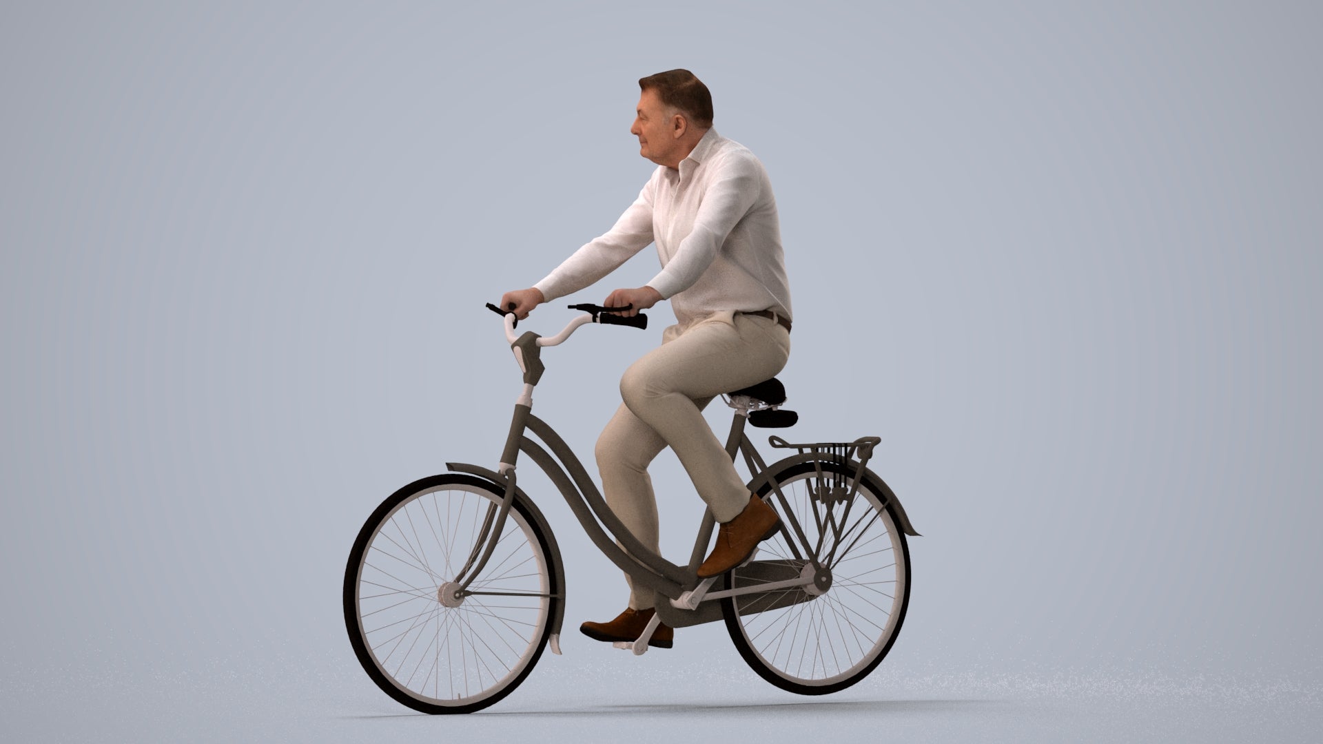 realistic 3D people man casual cycling, render-ready for V-Ray and Corona, FBX OBJ, three-quarter view render