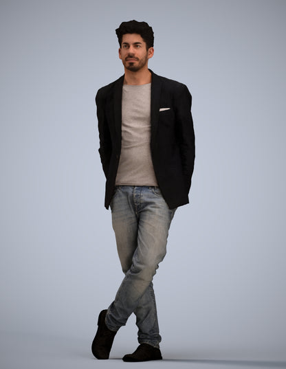 realistic 3D people man casual standing, render-ready for V-Ray and Corona, FBX OBJ