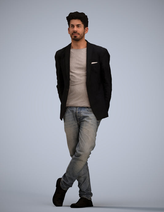 realistic 3D people man casual standing, render-ready for V-Ray and Corona, FBX OBJ