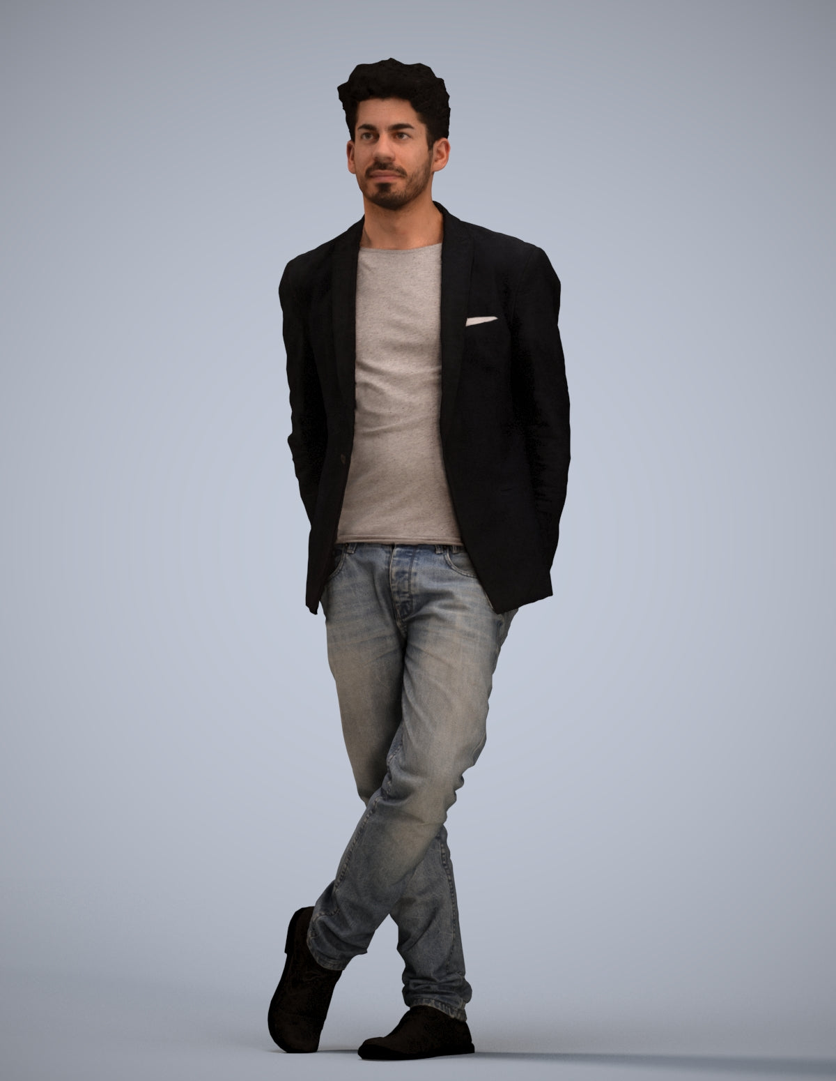 realistic 3D people man casual standing, render-ready for V-Ray and Corona, FBX OBJ