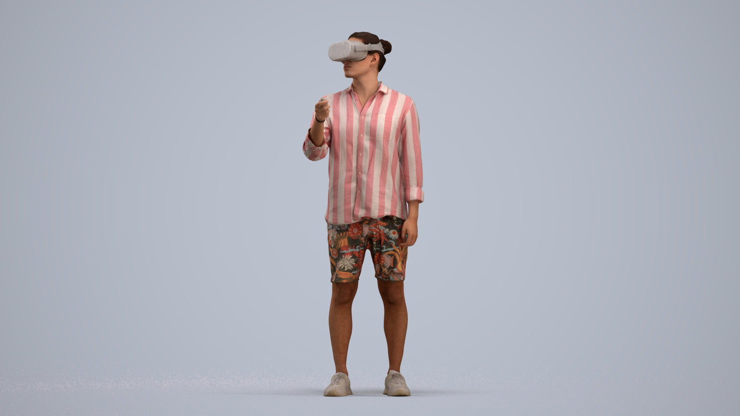 realistic 3D human man casual standing, archviz people FBX OBJ for Blender, standing pose render