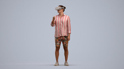realistic 3D human man casual standing, archviz people FBX OBJ for Blender, standing pose render