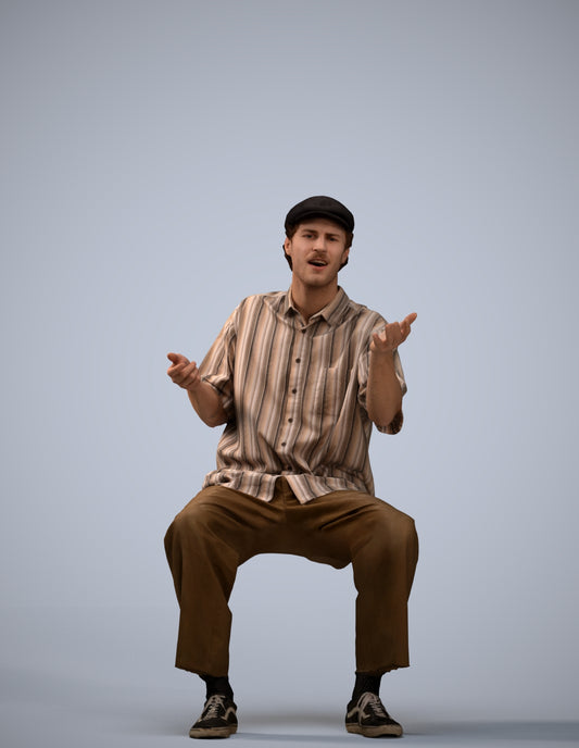 realistic 3D man casual sitting, scanned archviz people for Blender and 3ds Max