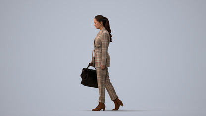 photogrammetry 3D woman business, realistic human model archviz FBX, three-quarter view render