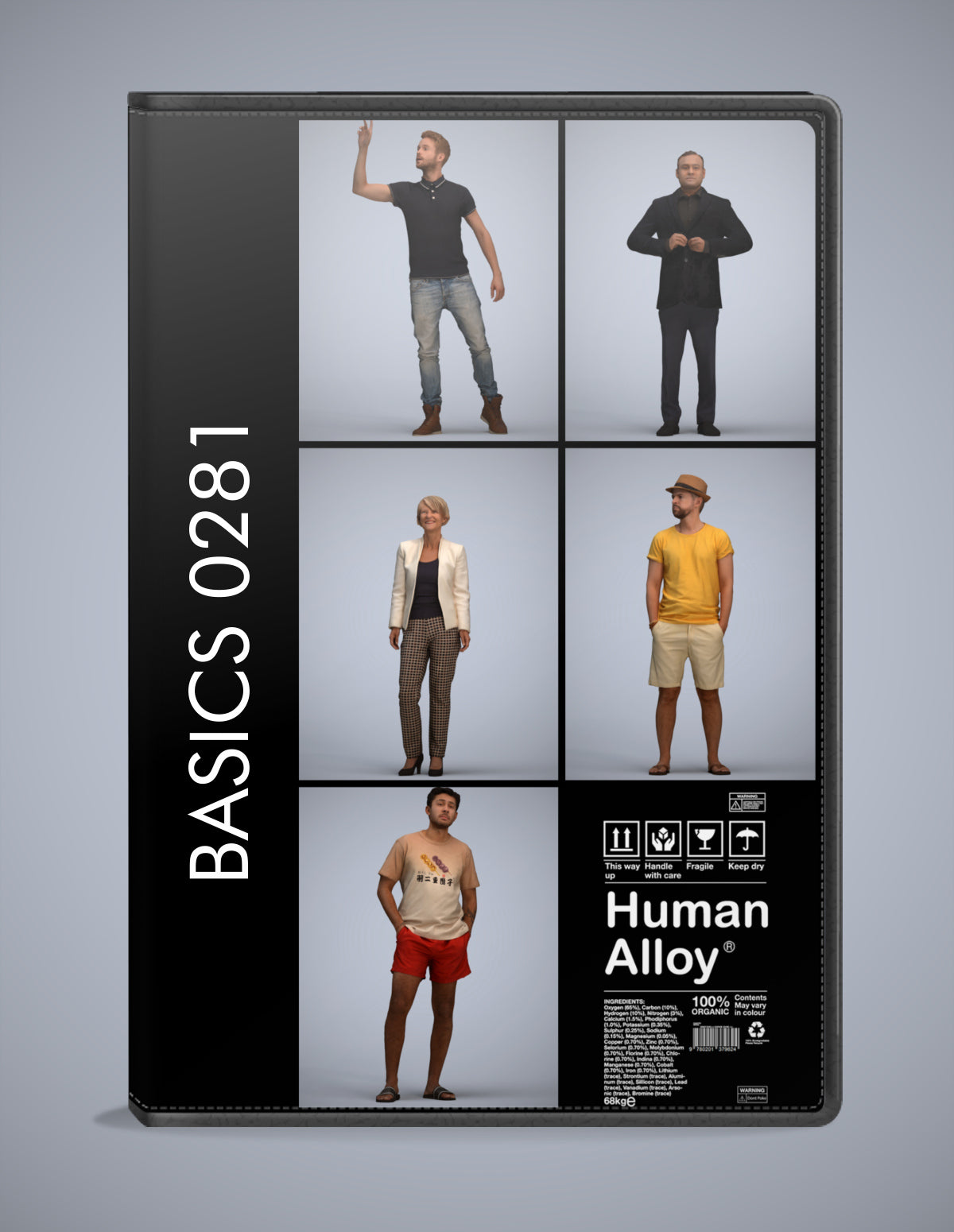 scanned 3D people standing collection, 5 photogrammetry models for Enscape and V-Ray