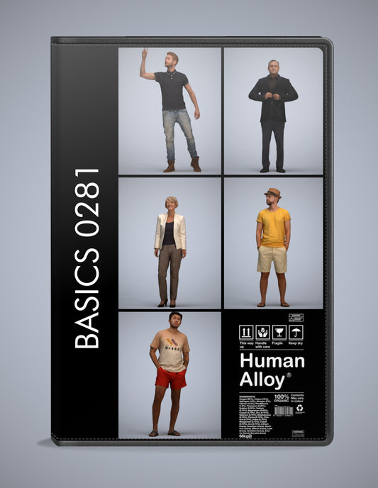 scanned 3D people standing collection, 5 photogrammetry models for Enscape and V-Ray