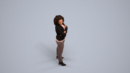 scanned 3D woman business standing, photogrammetry people for Enscape and V-Ray, back view render
