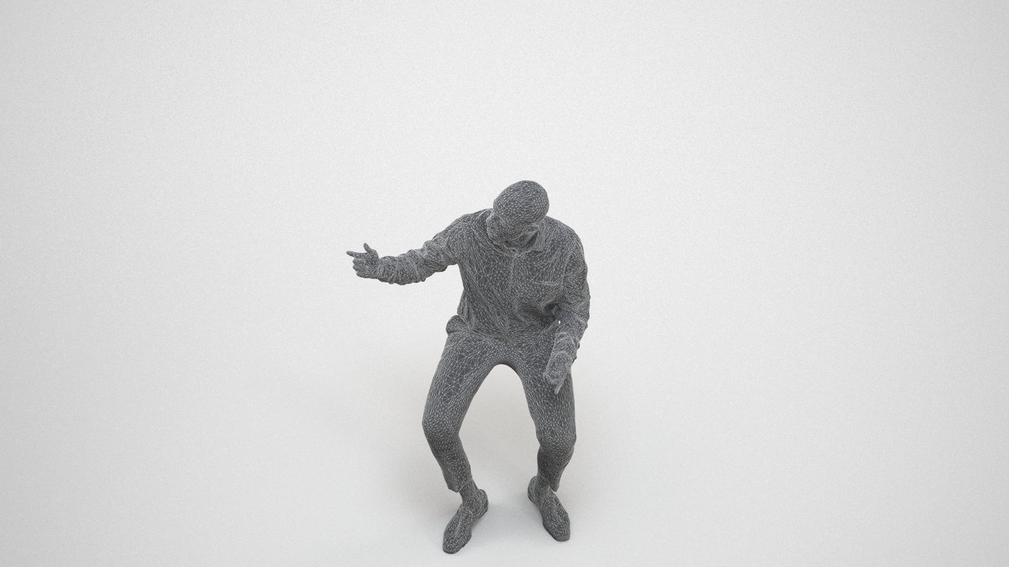 photogrammetry 3D man business, realistic human model archviz FBX, wireframe three-quarter view