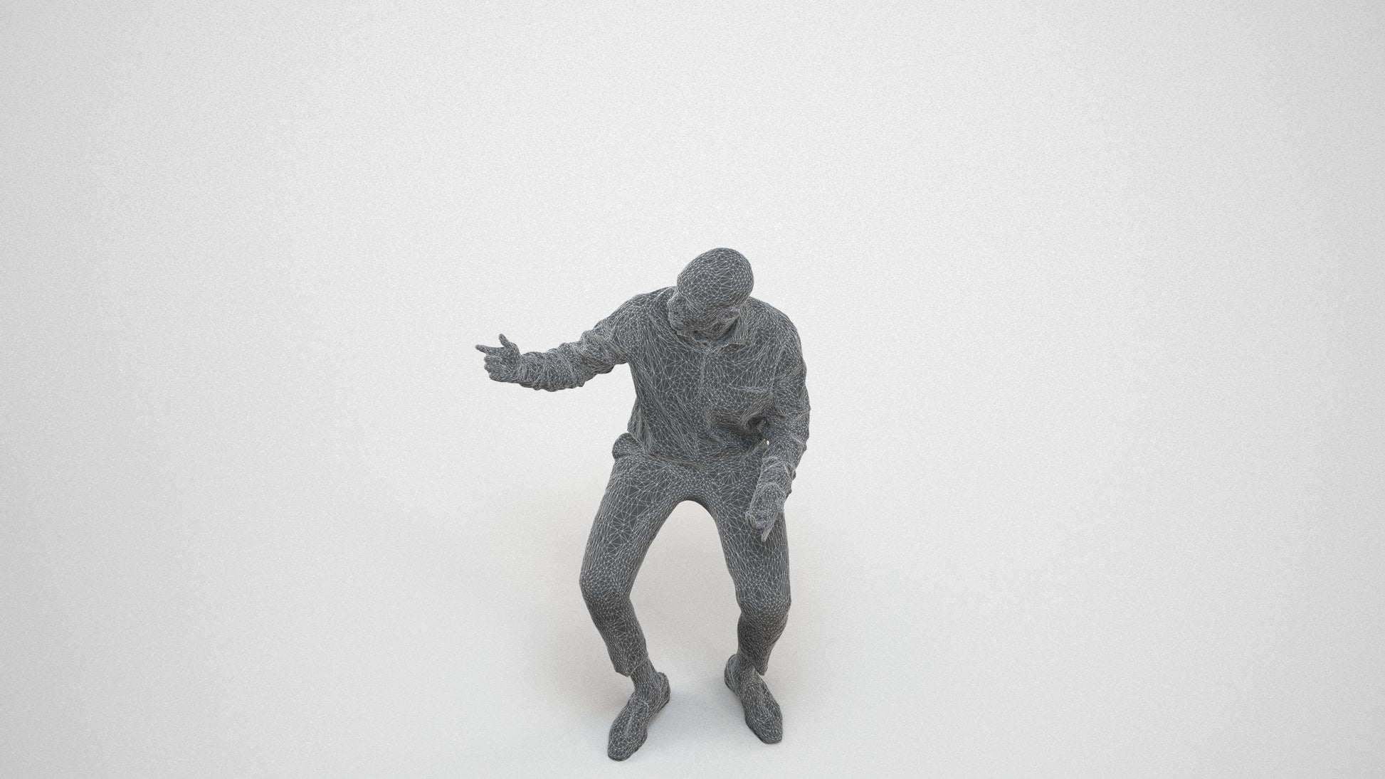 photogrammetry 3D man business, realistic human model archviz FBX, wireframe three-quarter view