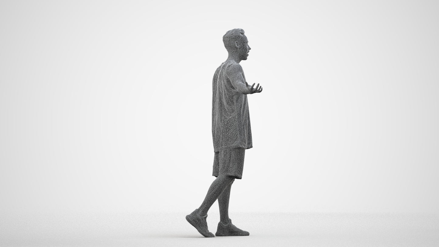 realistic 3D people man sport, render-ready for V-Ray and Corona, FBX OBJ, wireframe side view