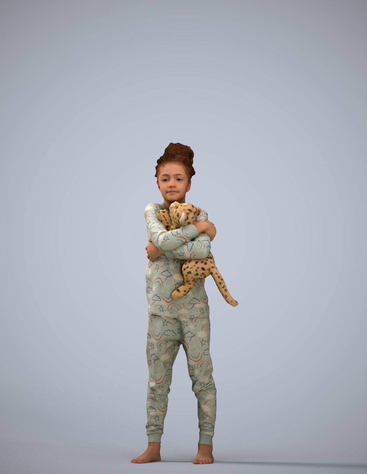 realistic 3D human girl kids, archviz people FBX OBJ for Blender