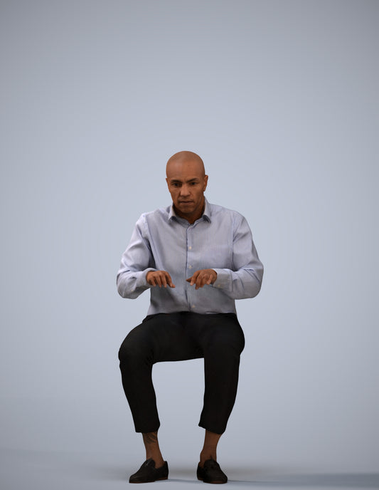 3D human model man business, photogrammetry scanned person for archviz