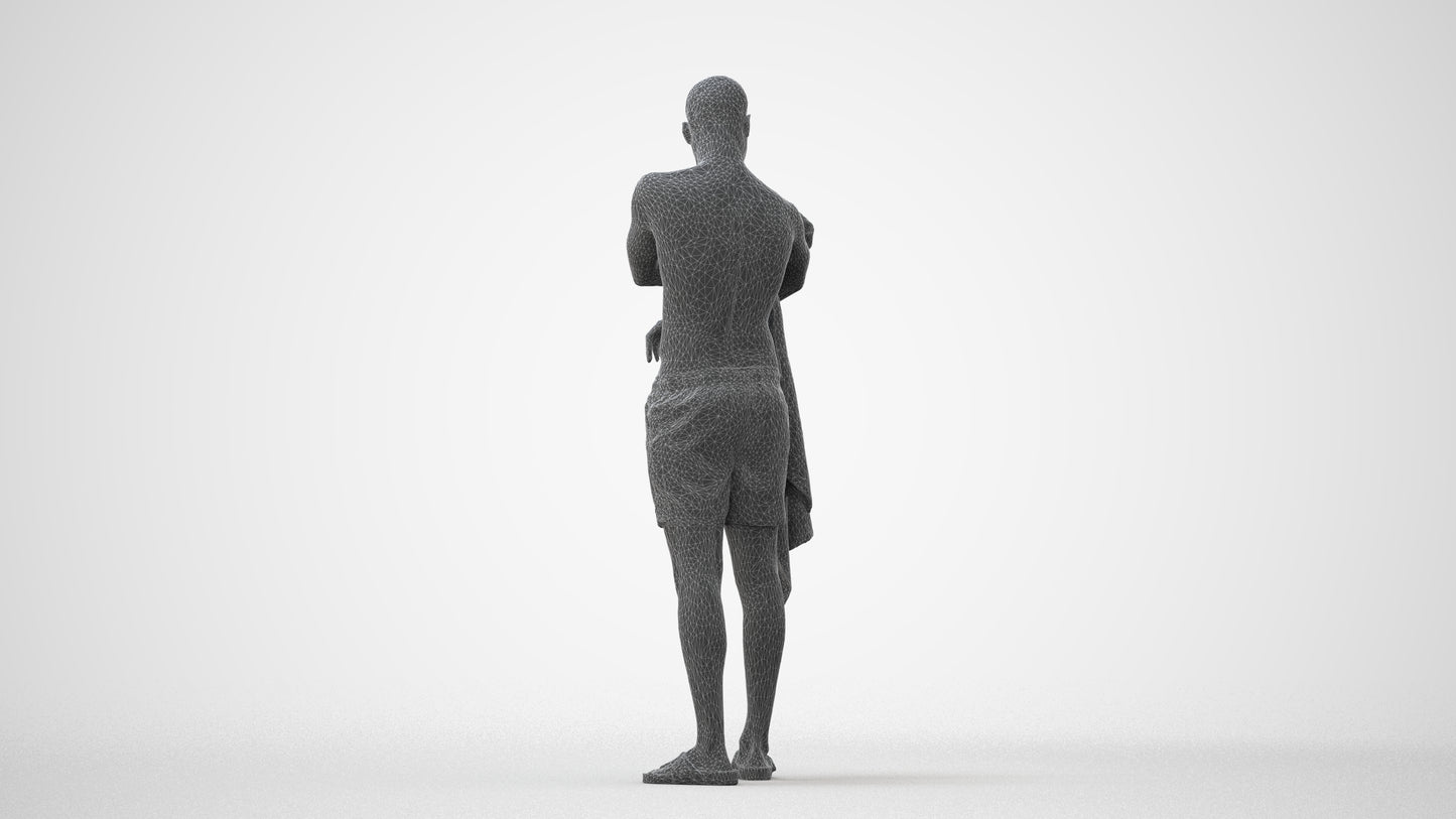 3D people model man pool, scanned human for 3ds Max rendering, square thumbnail